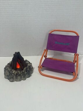 AMERICAN GIRL 18” doll camp fire and folding camp chair lights and sounds